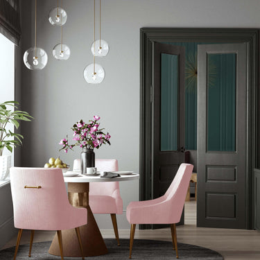 TOV Beatrix Pleated Performance Velvet Dining Chair Blush