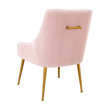 TOV Beatrix Pleated Performance Velvet Dining Chair Blush