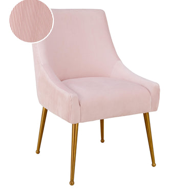 TOV Beatrix Pleated Performance Velvet Dining Chair Blush