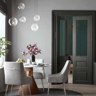 TOV Beatrix Pleated Light Grey Performance Velvet Dining Chair - Silver Legs Light Grey