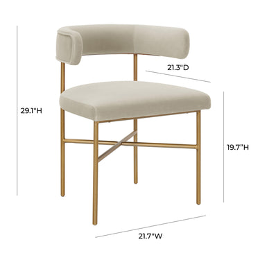 TOV Kim Performance Velvet Dining Chair Cream