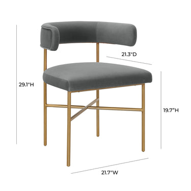 TOV Kim Performance Velvet Dining Chair Grey