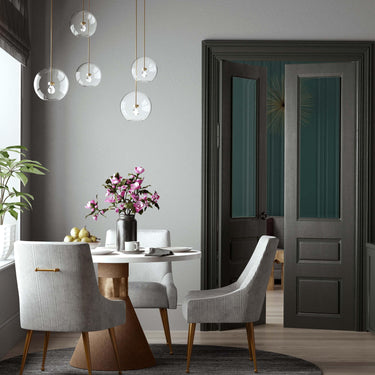 TOV Beatrix Pleated Performance Velvet Dining Chair Light Grey