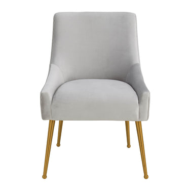TOV Beatrix Pleated Performance Velvet Dining Chair Light Grey