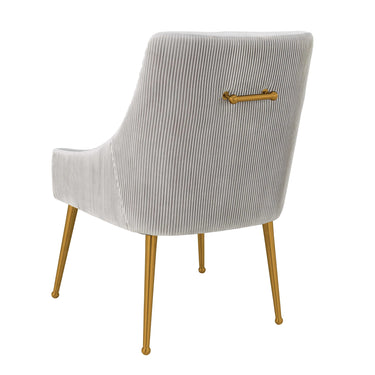 TOV Beatrix Pleated Performance Velvet Dining Chair Light Grey