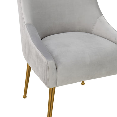 TOV Beatrix Pleated Performance Velvet Dining Chair Light Grey