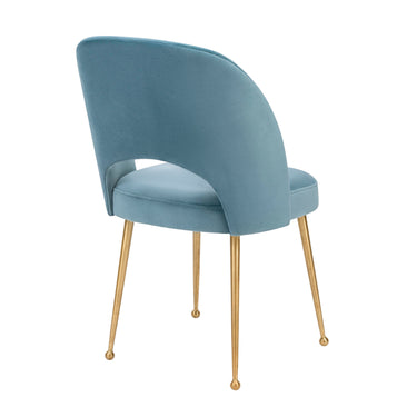 TOV Swell Performance Velvet Dining Chair Sea Blue