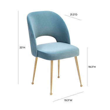 TOV Swell Performance Velvet Dining Chair Sea Blue