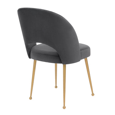 TOV Swell Performance Velvet Dining Chair Dark Grey
