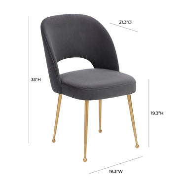 TOV Swell Performance Velvet Dining Chair Dark Grey