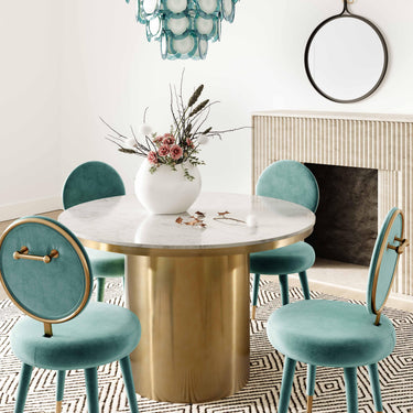 TOV Kylie Performance Velvet Dining Chair Sea Blue - ON FINAL SALE