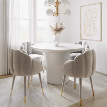 TOV Gardenia Performance Velvet Dining Chair Light Grey