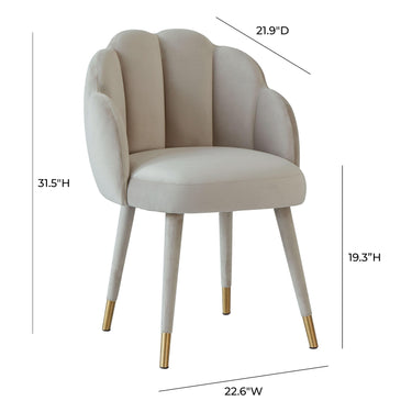 TOV Gardenia Performance Velvet Dining Chair Light Grey