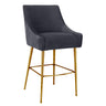 TOV Beatrix Pleated Performance Velvet Stool Grey Bar Height