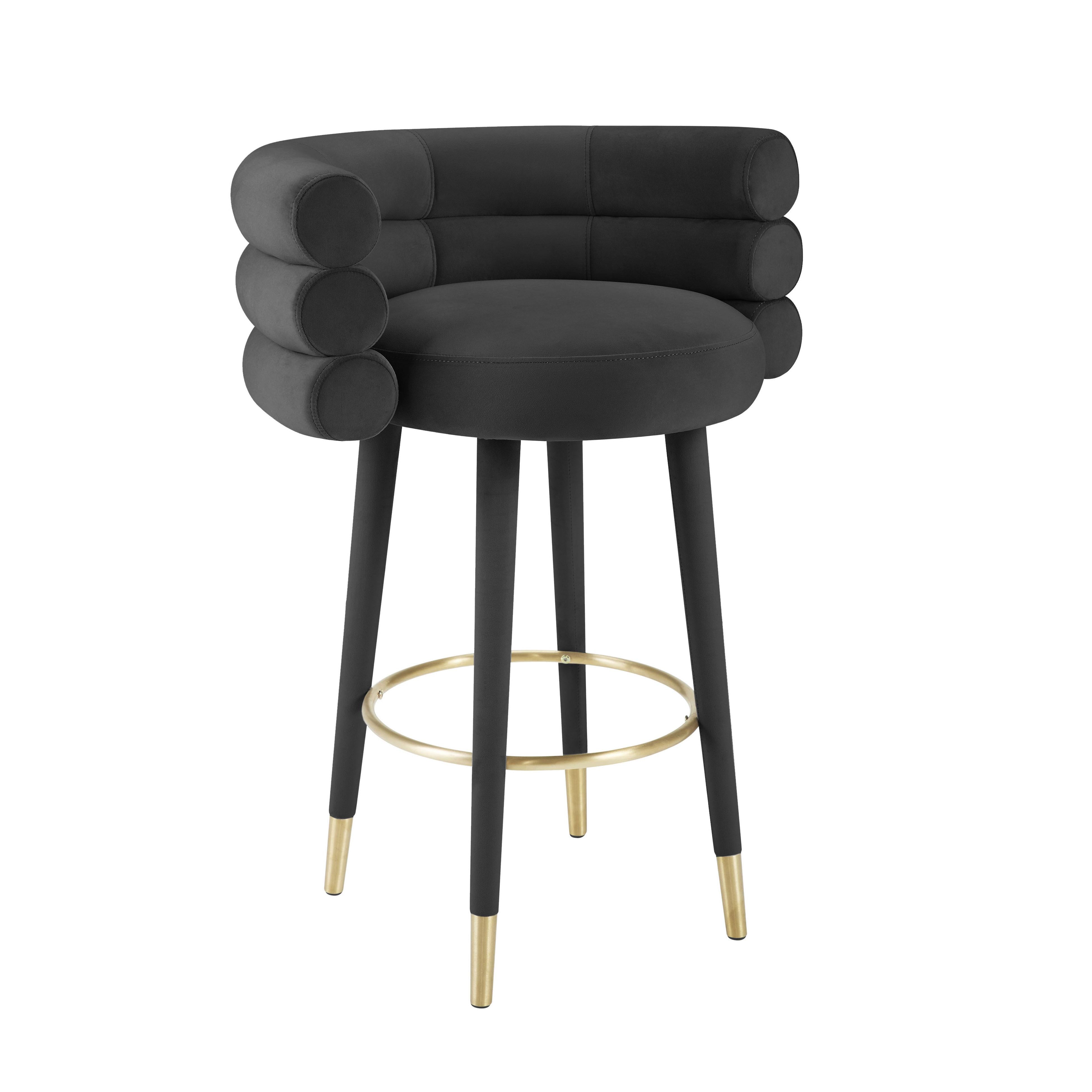 Black velvet barstool best sale