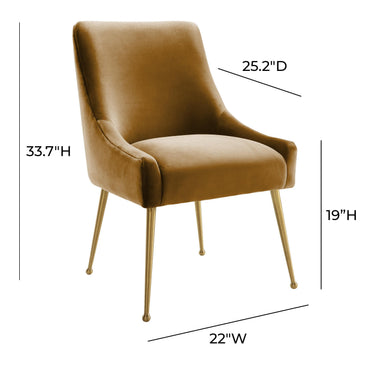 TOV Beatrix Performance Velvet Dining Chair Cognac