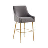 TOV Beatrix Performance Velvet Stool Dark Grey Bar Height