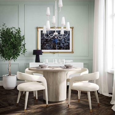 TOV Lucia Performance Velvet Dining Chair Cream