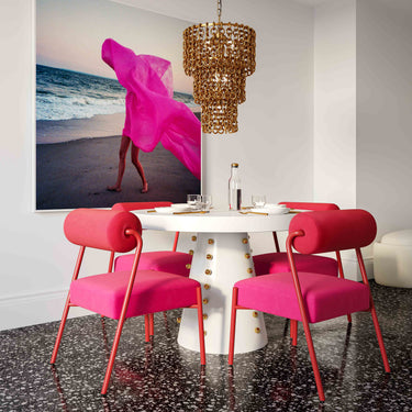 TOV Jolene Performance Velvet Dining Chair - Set of 2 Pink