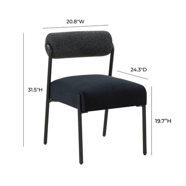 TOV Jolene Performance Velvet Dining Chair - Set of 2 Black