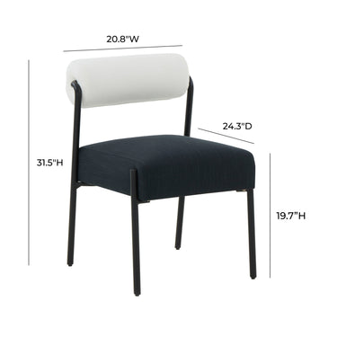 TOV Jolene Cream and Black Performance Linen Dining Chair - Set of 2 Black, Cream - ON FINAL SALE