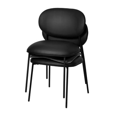 TOV McKenzie Performance Vegan Leather Stackable Dining Chair - Set of 2 Black