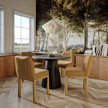TOV Tiara Performance Velvet and Oak Dining Chair Cognac