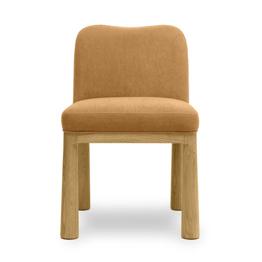 TOV Tiara Performance Velvet and Oak Dining Chair Cognac