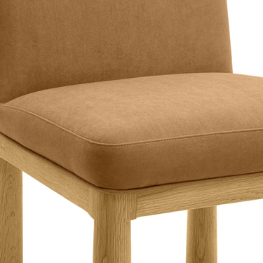 TOV Tiara Performance Velvet and Oak Dining Chair Cognac