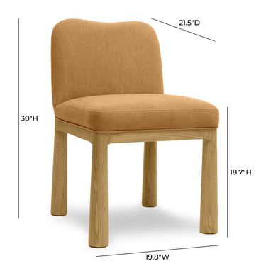 TOV Tiara Performance Velvet and Oak Dining Chair Cognac