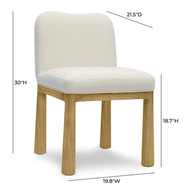 TOV Tiara Performance Velvet and Oak Dining Chair Cream