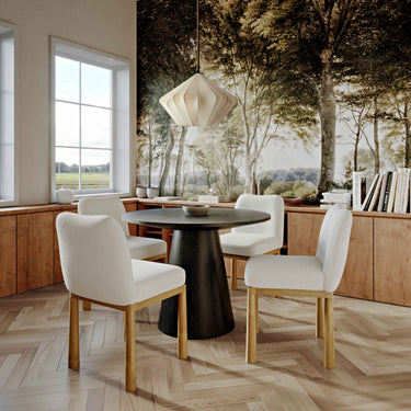TOV Tiara Performance Velvet and Oak Dining Chair Cream