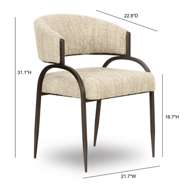 TOV Tatum Taupe Textured Performance Boucle Dining Chair Taupe