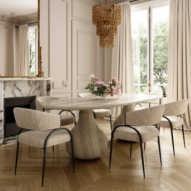 TOV Tatum Taupe Textured Performance Boucle Dining Chair Taupe