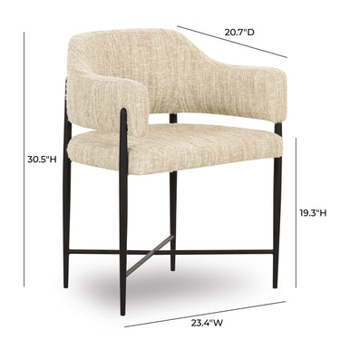 TOV Sezanne Taupe Textured Performance Boucle Dining Chair Taupe