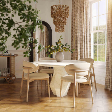TOV Zinea Performance Textured Velvet Dining Chair Cream