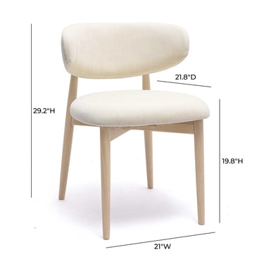 TOV Zinea Performance Textured Velvet Dining Chair Cream