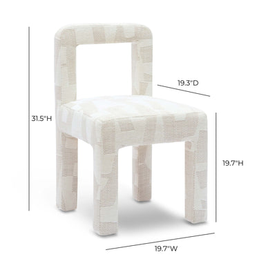 TOV Hazel Cream Patterned Performance Jacquard Dining Chair Cream