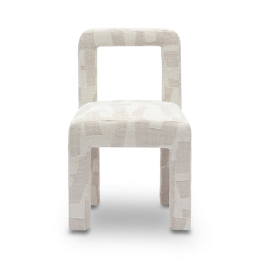 TOV Hazel Cream Patterned Performance Jacquard Dining Chair Cream