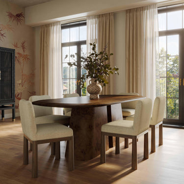 TOV Tiara Performance Basketweave Fabric Dining Chair Cream