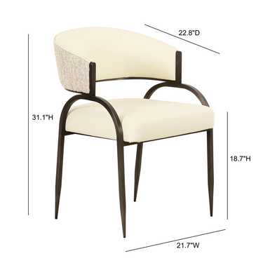 TOV Tatum 2-Tone Performance Vegan Leather Dining Chair Cream