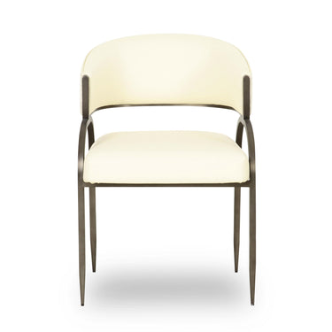 TOV Tatum Cream 2-Tone Performance Vegan Leather and Jacquard Dining Chair Cream