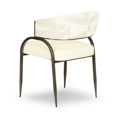 TOV Tatum Cream 2-Tone Performance Vegan Leather and Jacquard Dining Chair Cream
