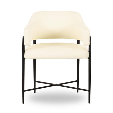 TOV Sezanne Cream 2-Tone Performance Vegan Leather and Jacquard Dining Chair Cream