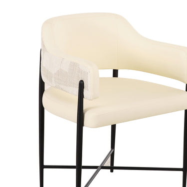 TOV Sezanne Cream 2-Tone Performance Vegan Leather and Jacquard Dining Chair Cream