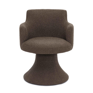 TOV Jeffree Performance Boucle Swivel Dining Chair Chocolate Brown