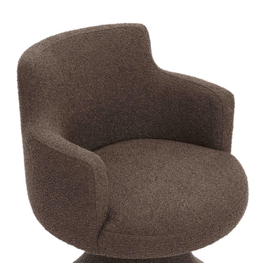 TOV Jeffree Performance Boucle Swivel Dining Chair Chocolate Brown