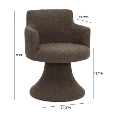 TOV Jeffree Performance Boucle Swivel Dining Chair Chocolate Brown