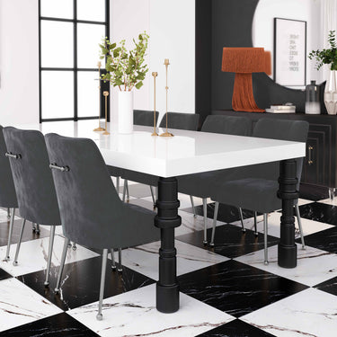 TOV Beatrix Grey Performance Velvet Dining Chair - Silver Legs Grey