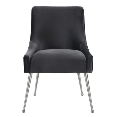 TOV Beatrix Grey Performance Velvet Dining Chair - Silver Legs Grey